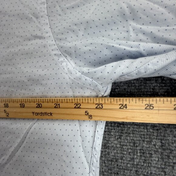 David Donahue 16.5 34/35 Trim Cotton Geometric Blue Shirt Long Sleeve Button Up - Picture 8 of 13